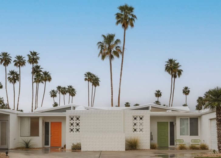 White duplex in Palm Springs California